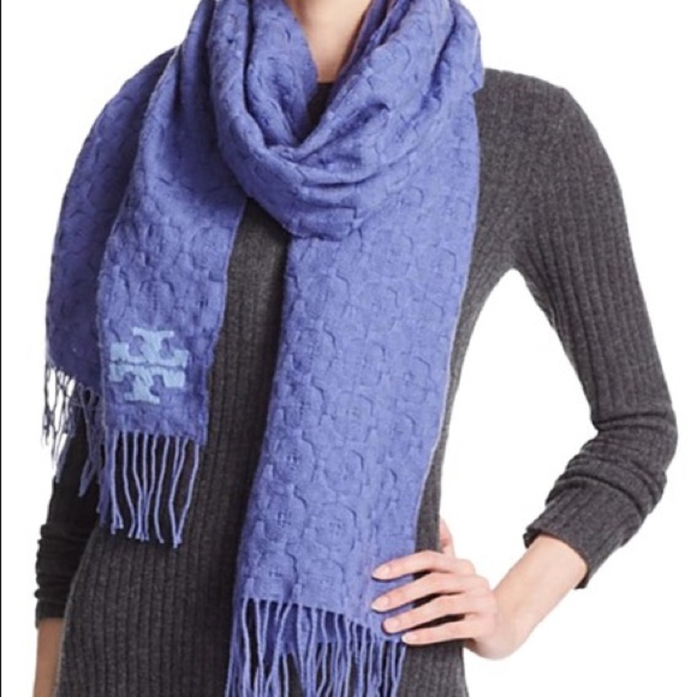 TORY BURCH Whip Stitch T Scarf Marlin Blue